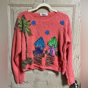 Coral Sweater with Tropical House Design